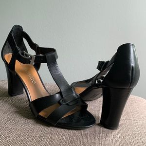 Franco Sarto Giada Leather Sandals - Black